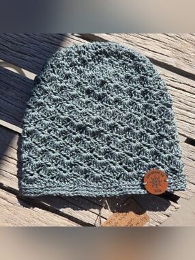 Artisan Handmade Crochet Lightweight Virgin Wool Blend "Ferngully" Beanie Hat